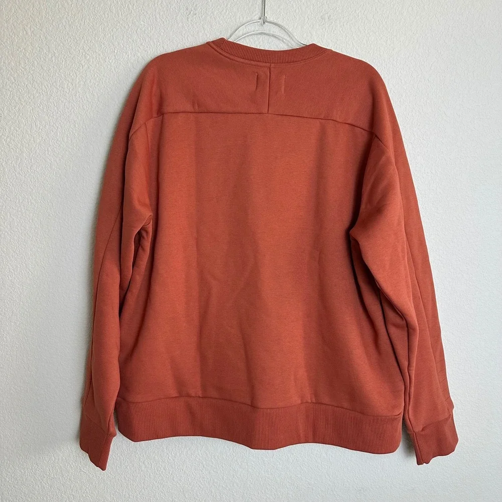 Pact Mens XL Burnt Orange‎ Organic Cotton Fleece Crewneck Sweatshirt Pockets - Picture 6 of 9